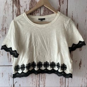 | Topshop | crop tee black embroidered flowers 8